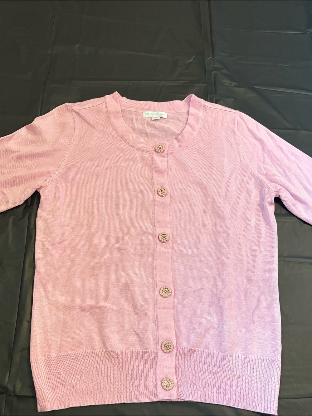 New York & Company Light Pink Button-Front Cardigan